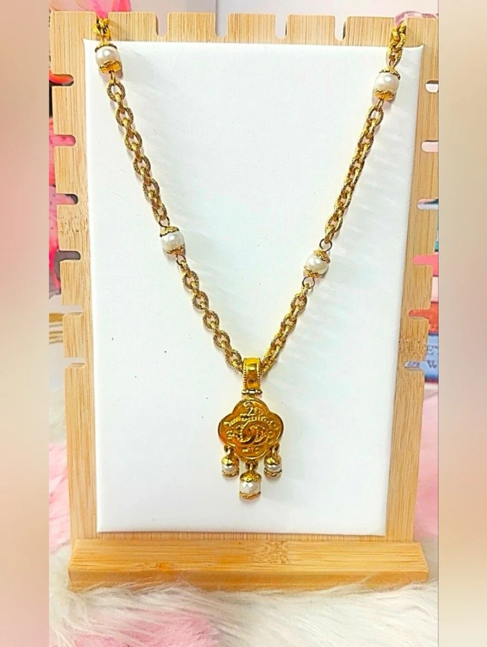 Chanel Vintage Coco Mark GP necklace 96A engraved